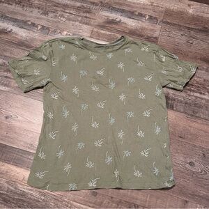 Old Navy Olive Green Palm Print Boys Shirt
